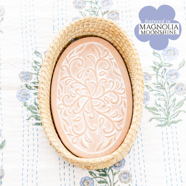 Oval Ivy Swirls Bread Warmer Basket for wholesale by Rahab's Rope