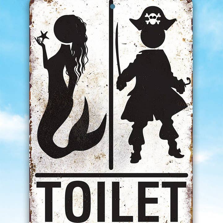 Lone Star Art Metal Signs - Wholesale Bathroom Sign - Pirate Mermaid Toilet - Metal Sign5
