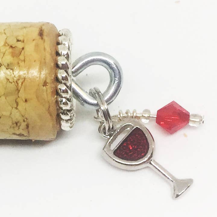 The Wine Steward LLC - Wholesale Keychain - Women's - Red Wine Glass Charm Braid Design Keychain0