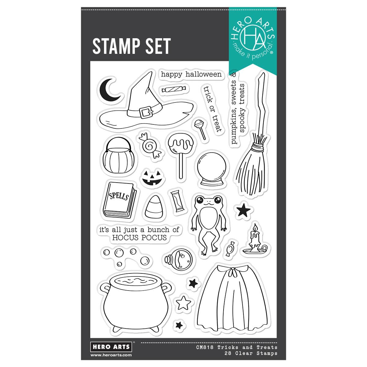 Hero Arts + Spellbinders Wholesale - Wholesale Rubber/Decorative Stamp - Hero Arts Tricks and Treats Clear Stamp Set from the Hocus Pocus Collection6