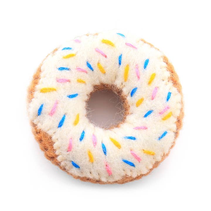 Vanilla Valentine's Day Donut Cat Toy for wholesale by The Foggy Dog