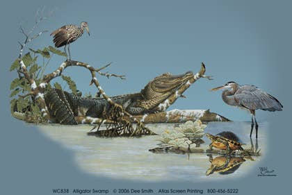 Atlas Screen Printing - Wholesale Screen Printed T-Shirt - Unisex - Alligator Swamp 100% HW Cotton Adult T-shirt1