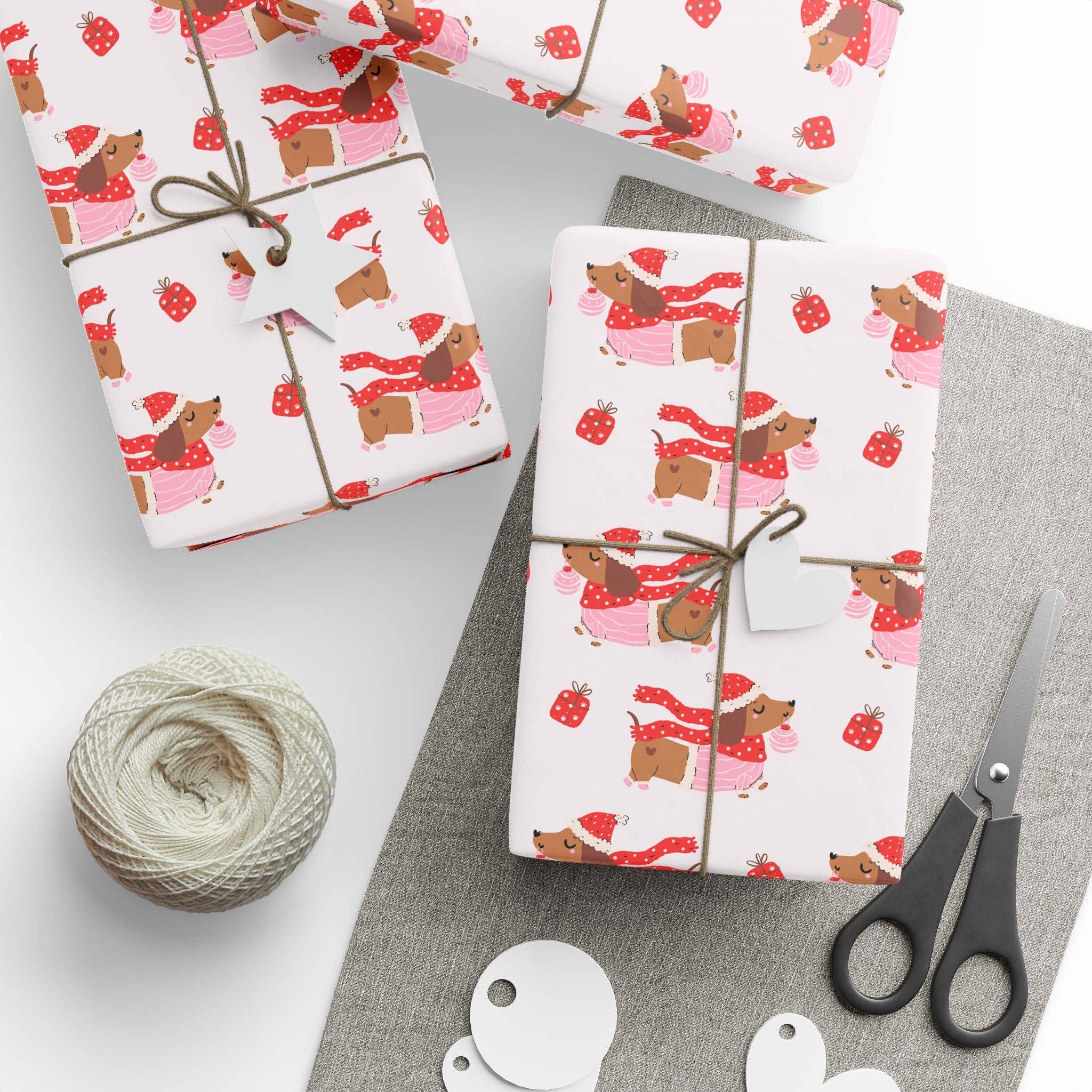 Lokipawz - Wholesale Flat Wrap - Dachshund Through the Snow – Cozy Pup Christmas Wrapping Paper3