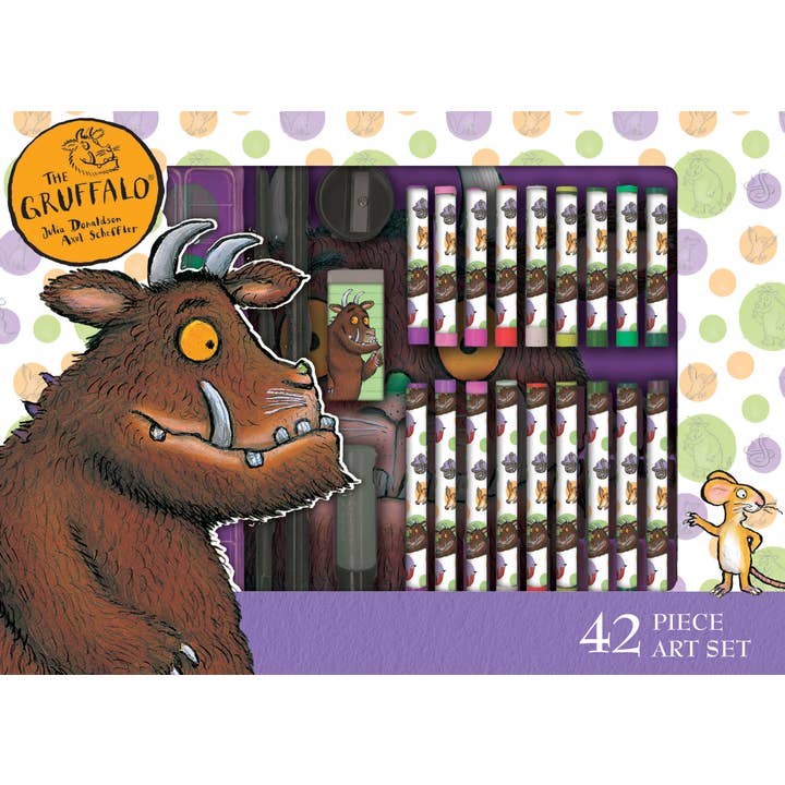 Il set artistico per bambini Gruffalo da 42 pezzi - Per età da 3 a 8 anni - Include colori e pastelli per la vendita all'ingrosso da parte di Robert Frederick Ltd