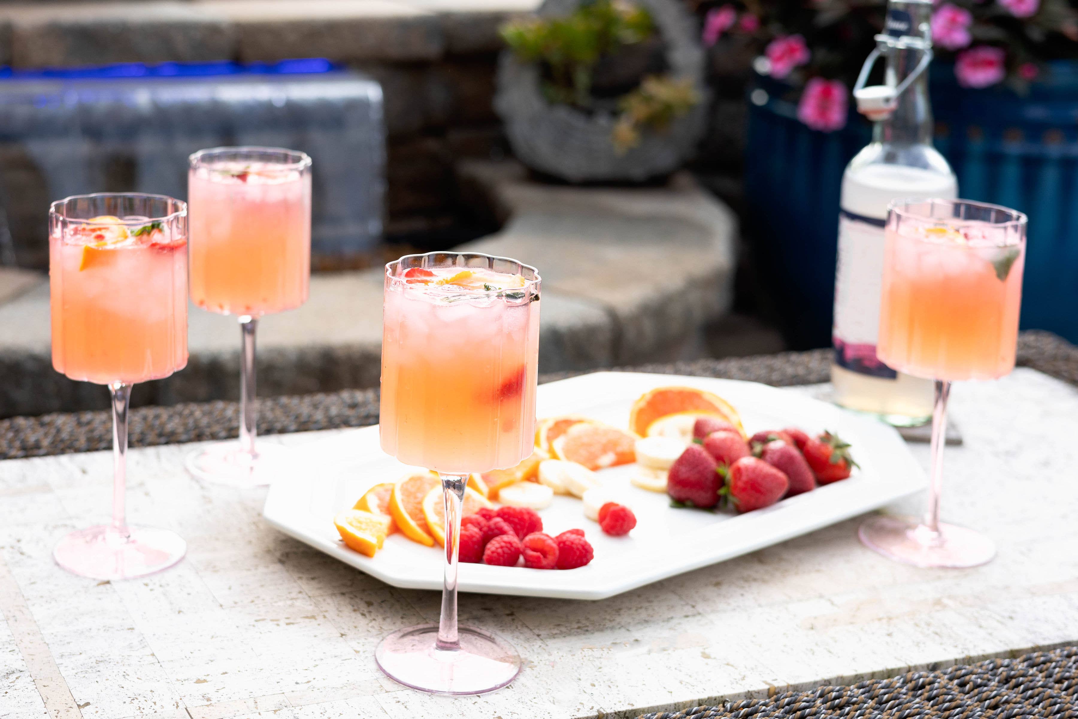 Jeanne Fitz - Wholesale Wine Glass - Scalloped Rim Fluted Wine Glass, Set of 4, Pink2