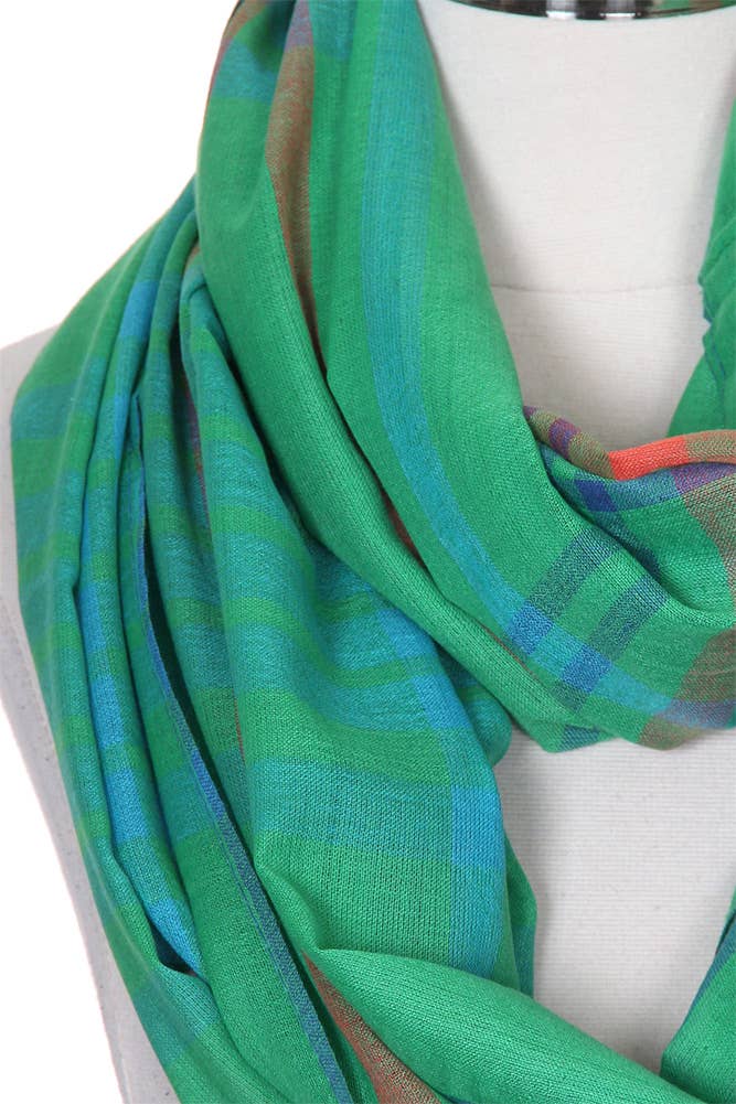 Hana - Wholesale Scarf - Women's - Check Pattern Light Weight Infinity Scarf3
