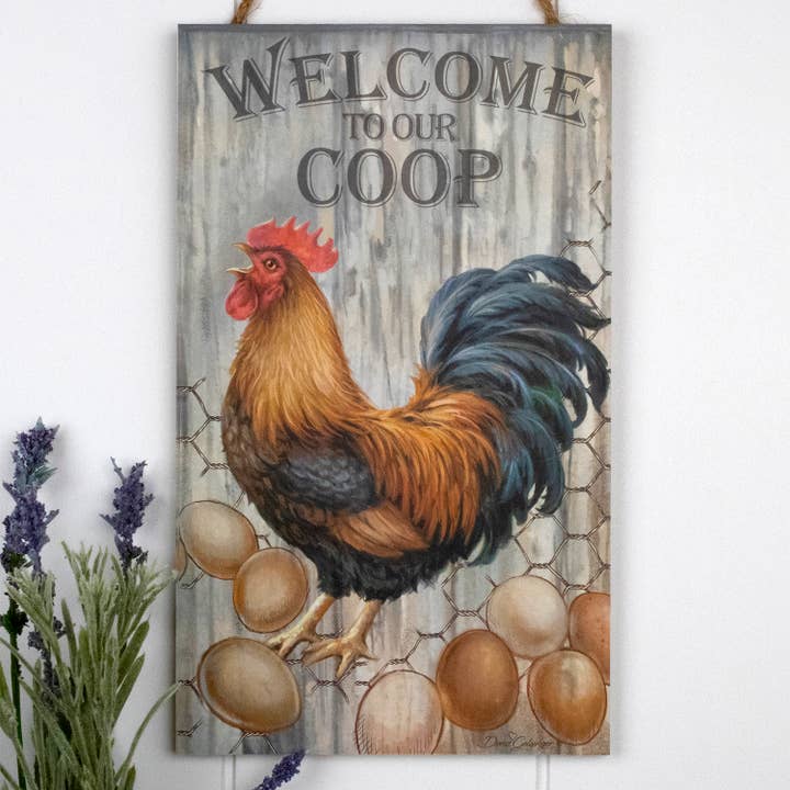 Velkommen til vores Coop Wooden Sign med Rope Hanger for engroshandel hos Glow Decor