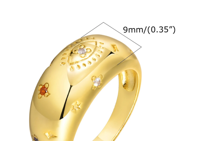 HoopLa - Wholesale Band/Stacked Ring - Evil Eye Dome Stacking Ring- Galaxy Confetti Ring0