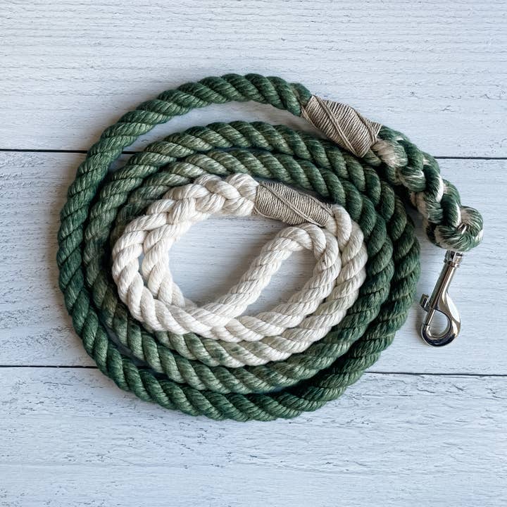 Dark Green Dog Leash // Cotton Rope Lead for wholesale by Downtown Dog