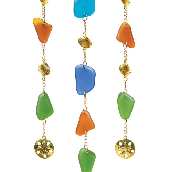 Hängset med utvalt havsglas i tre strängar – guld för wholesale av Solid Oak