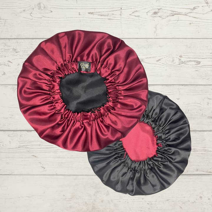 Burgundy & Black Reversible Bonnet for wholesale by Buli Life