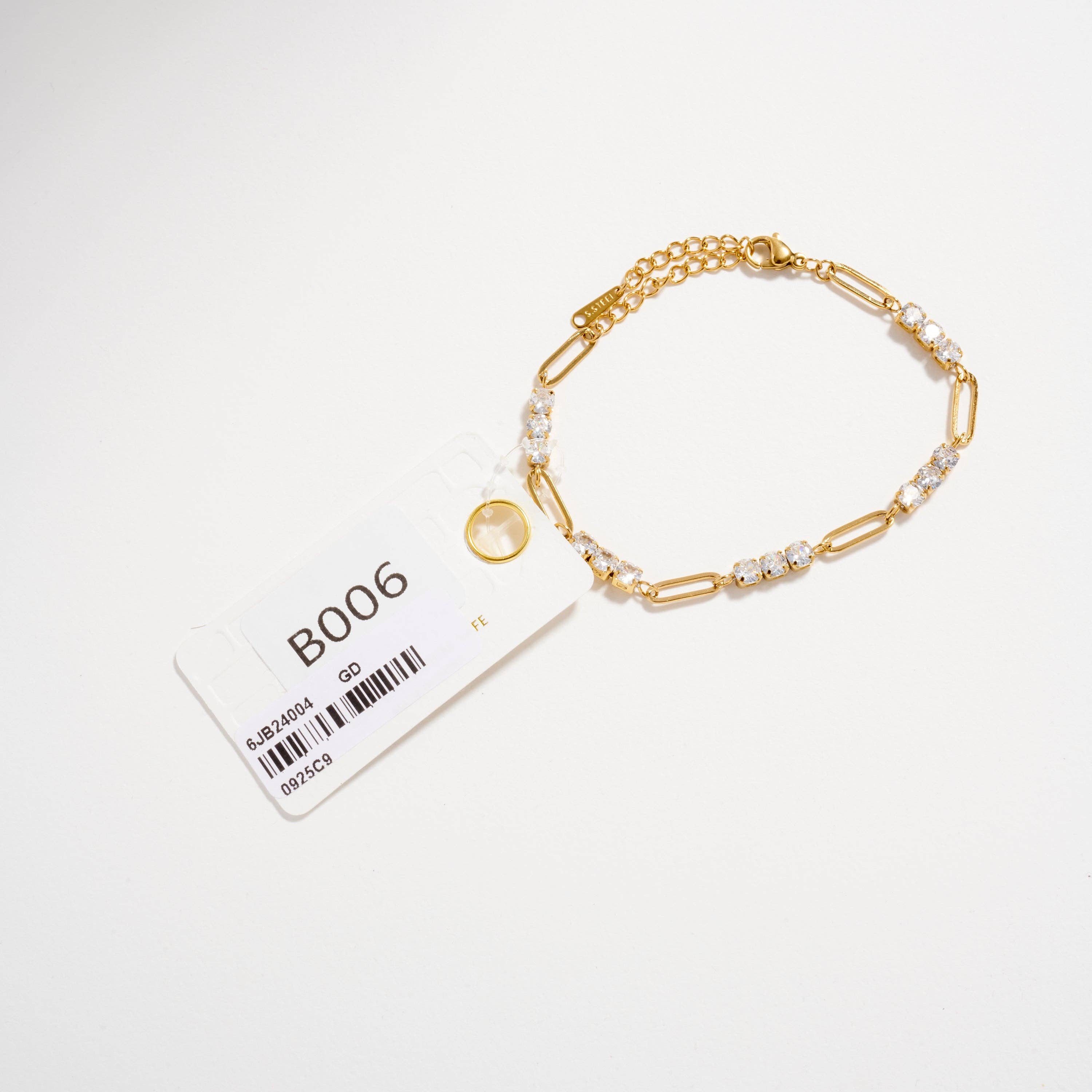 GD Gold-Tone CZ Link Chain Bracelet – Dainty Adjustable Crystal Paperclip Bracelet for wholesale on Faire3