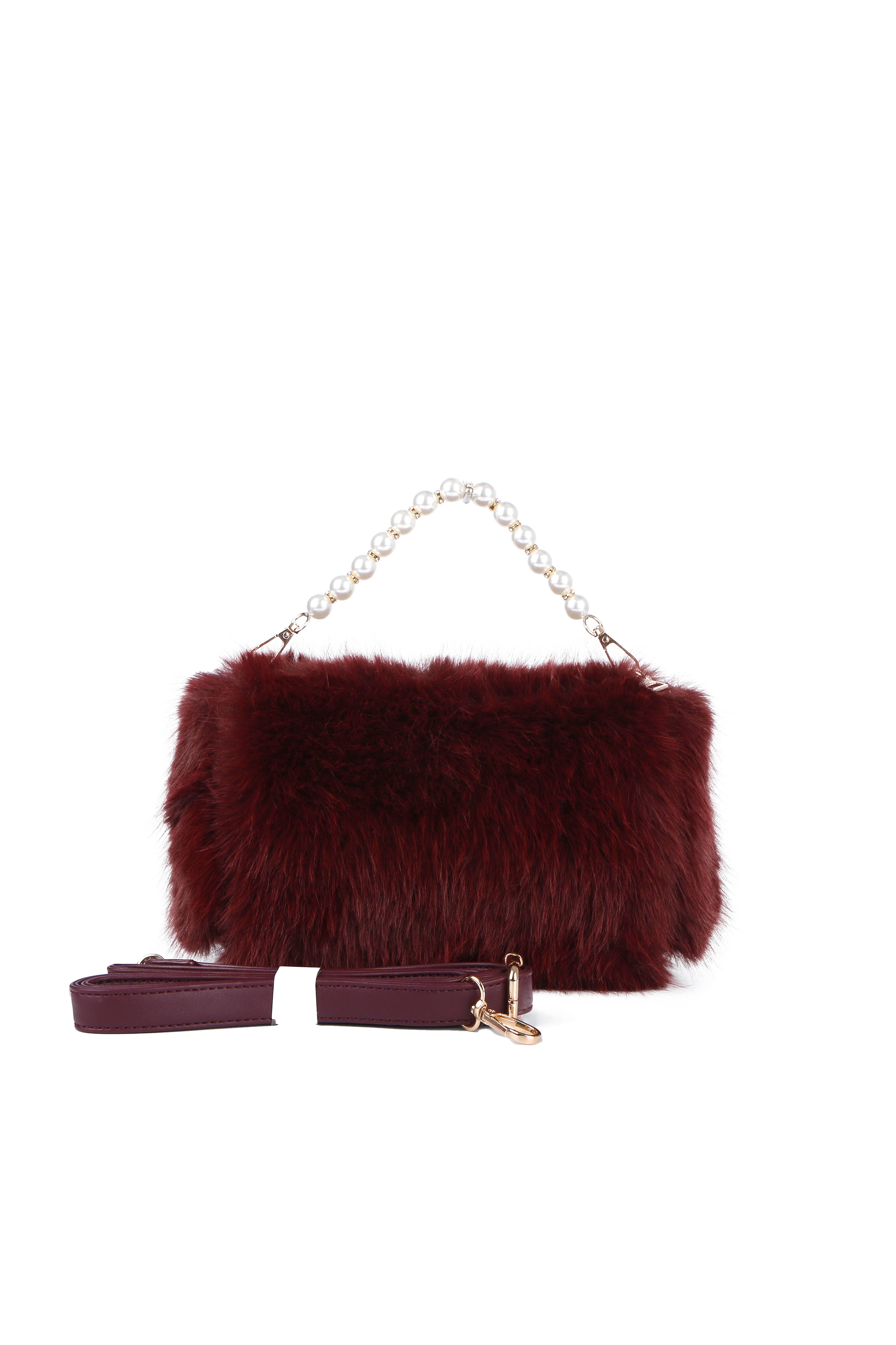 Papaya Fashion Ltd - Vendita all'ingrosso Pochette - Donna - Borsa a mano in ecopelliccia con manico a perla J-20366