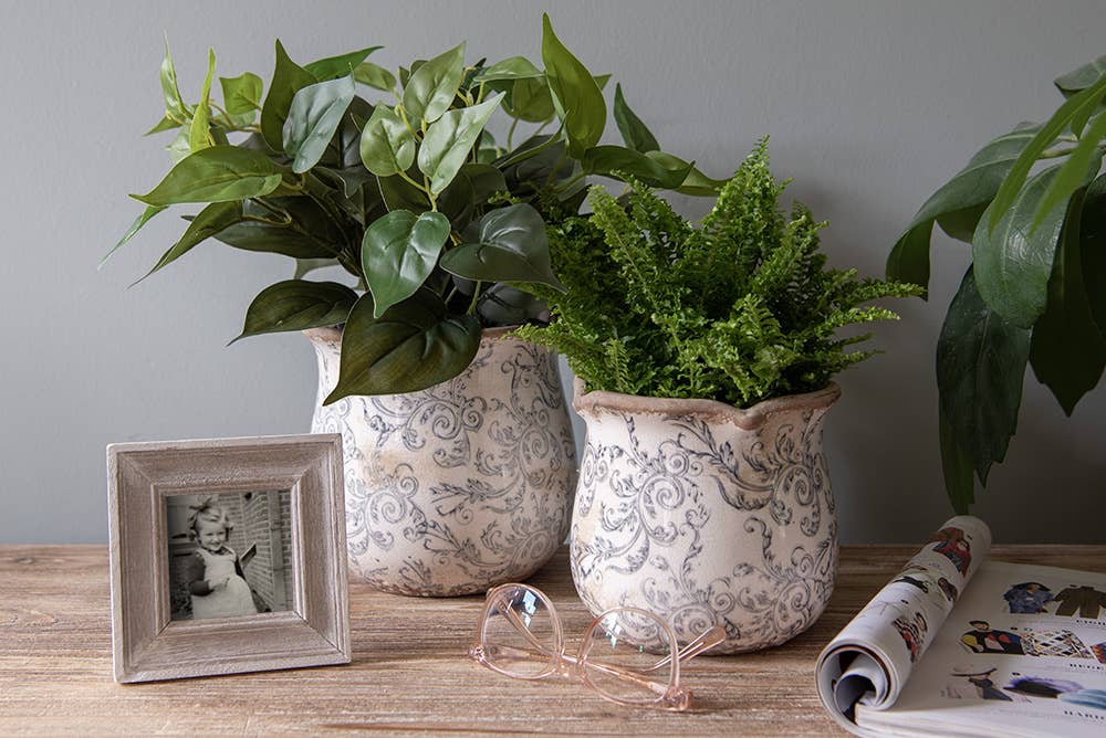 Clayre & Eef - Wholesale Plant Pot - 6CE0870M Planter Ø 15x14 cm Beige Grey Ceramic Flowers1