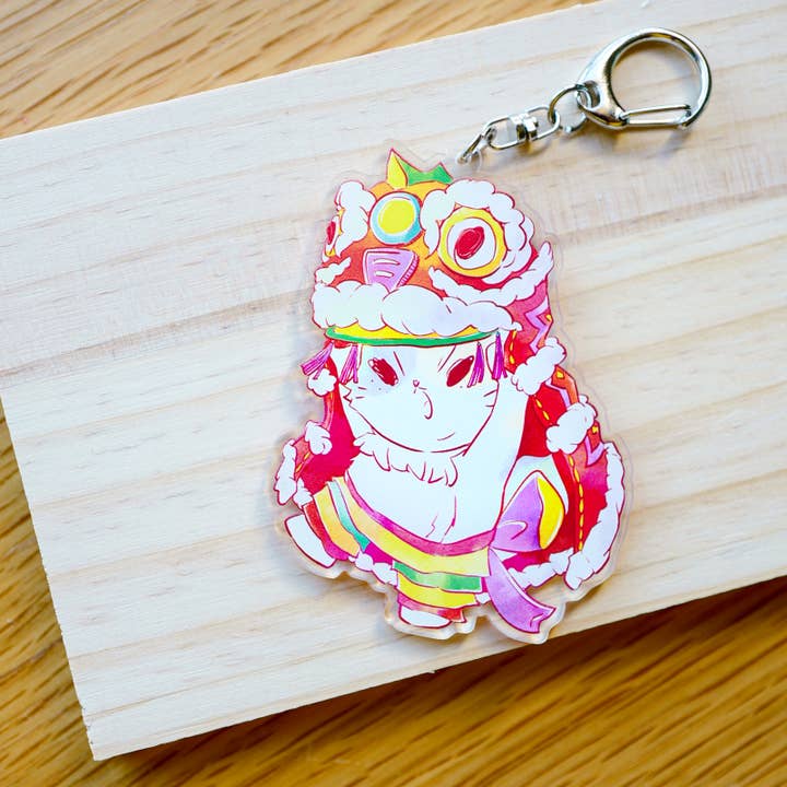 DANZA DEL LEONE - portachiavi in acrilico a forma di gatto per la vendita all'ingrosso da parte di bao by andrea