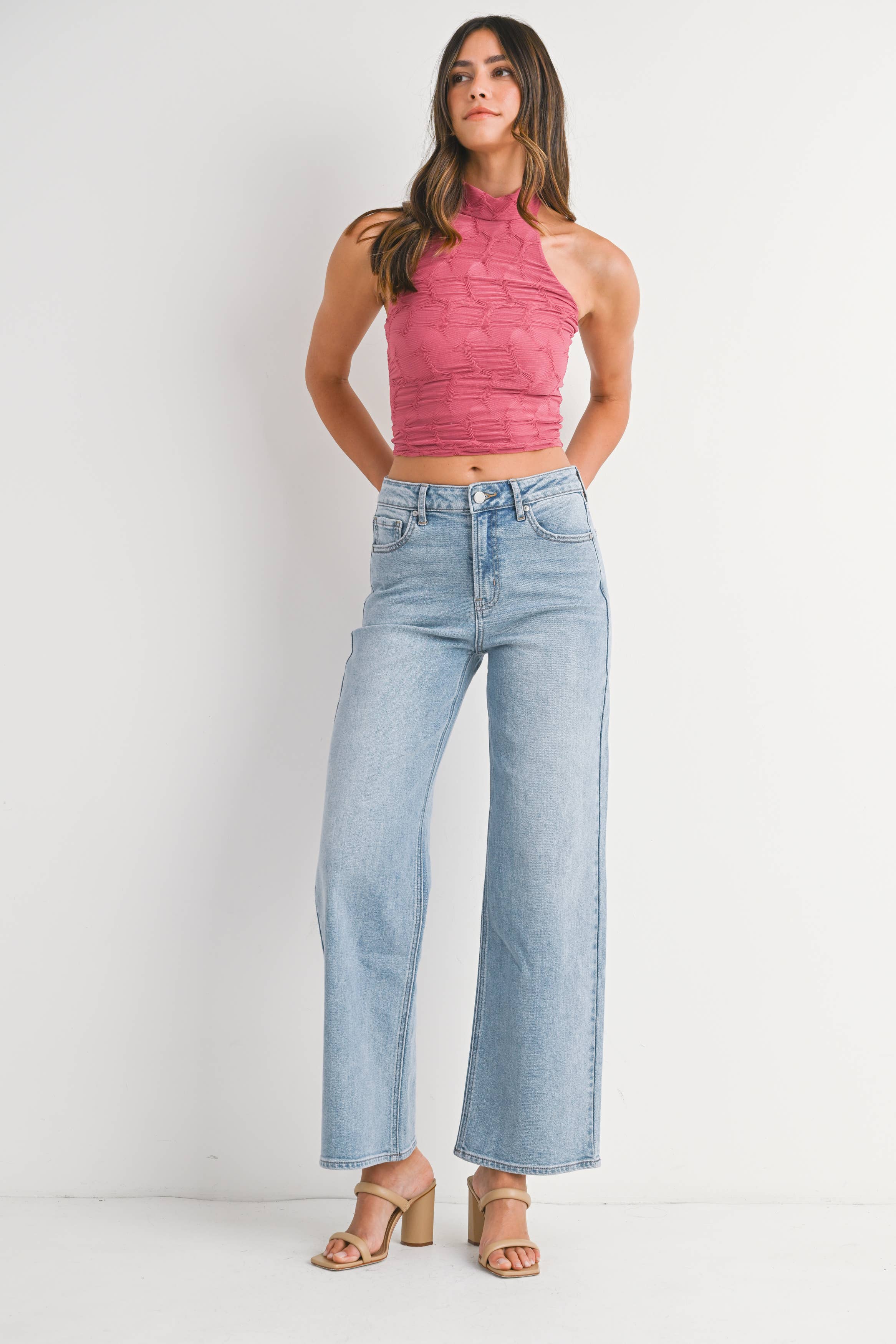 JBD - Wholesale Jeans - Dames - DP791 - LT - Hoge taille, recht model over de volledige lengte1