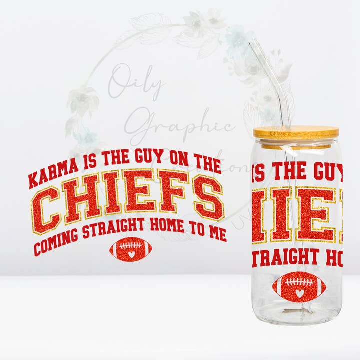 Emballage UV DTF de 16 oz Guy on the Chiefs pour la vente par Oily Graphic Creations