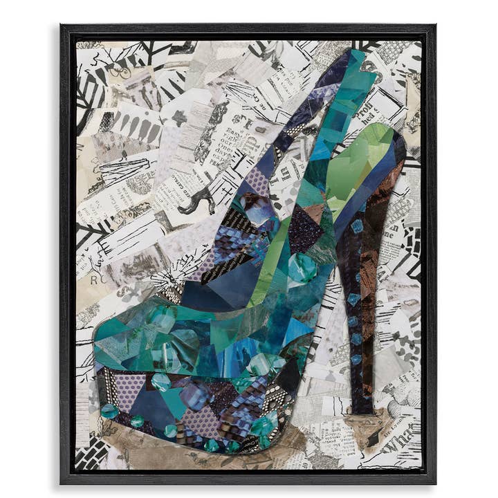 Gecollageerde Hoge Hak Drijvende Ingelijste Kunst voor wholesale door Stupell Industries