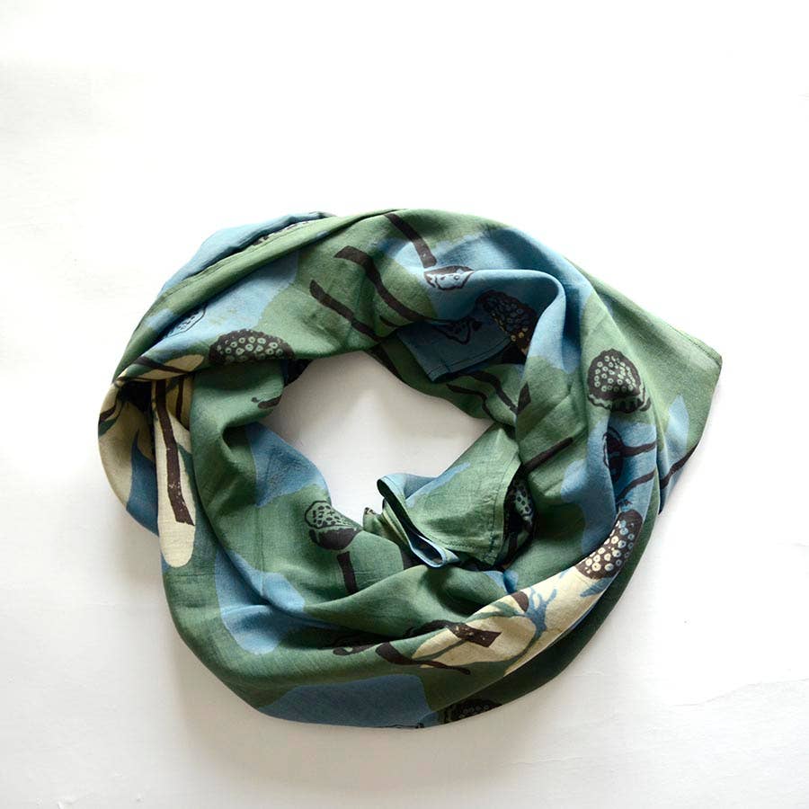 Ichcha - Wholesale Scarf - Women's - Cotton Silk Block printed Women Scarf/Wrap - Lotus Garden1