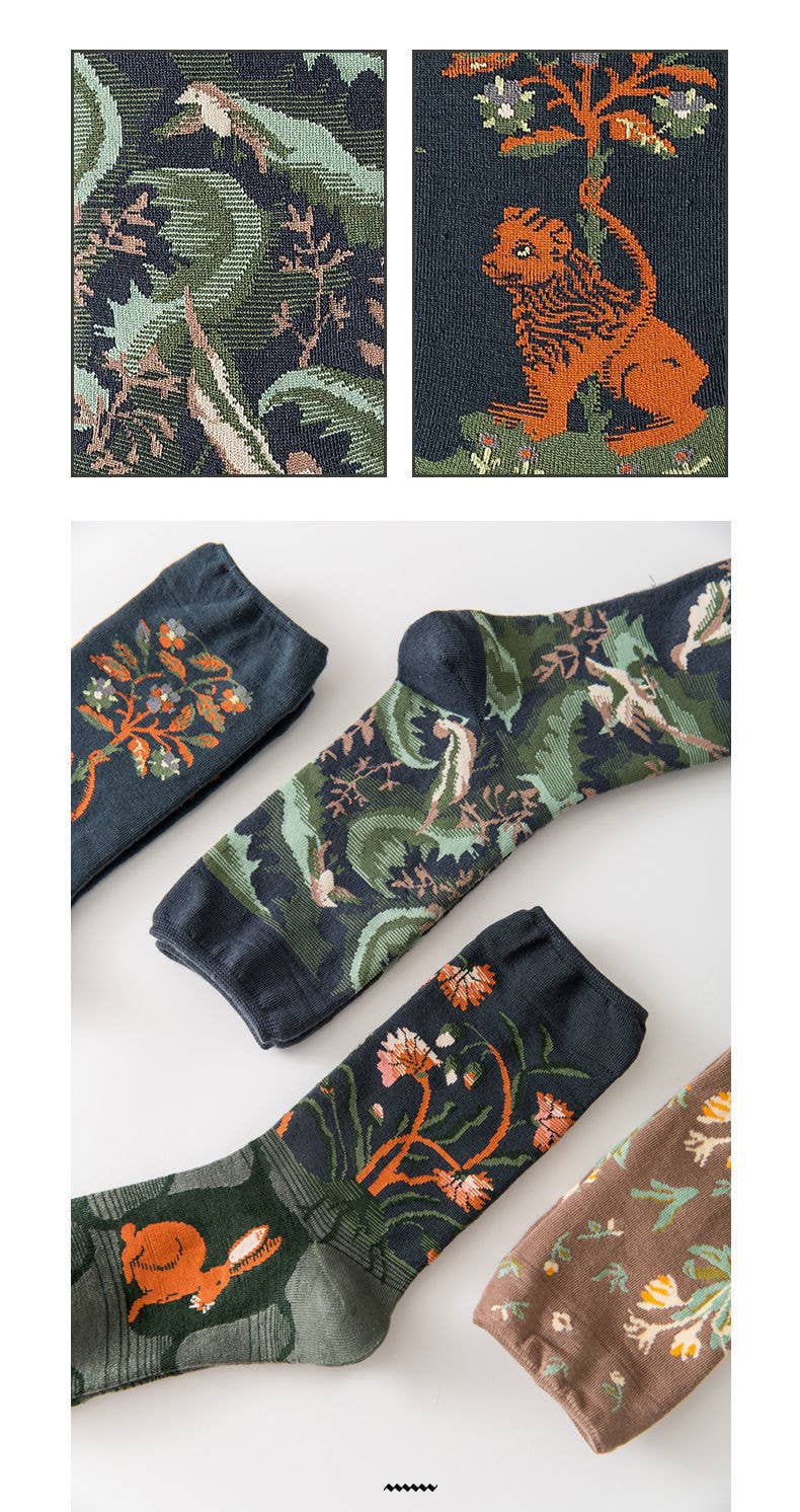 Tourtiwi - Wholesale Socks - Unisex - Women's Retro Middle Socks Oil Painting Pattern Socks4