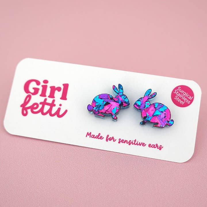 Girlfetti - Wholesale Stud/Post Earrings - Easter Bunny Acrylic Stud Earrings5