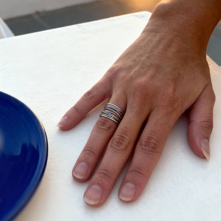 Caprice Paris - Wholesale Band/Stacked Ring - Kyma Filaments Silver Ring | Handmade Jewelry in France3