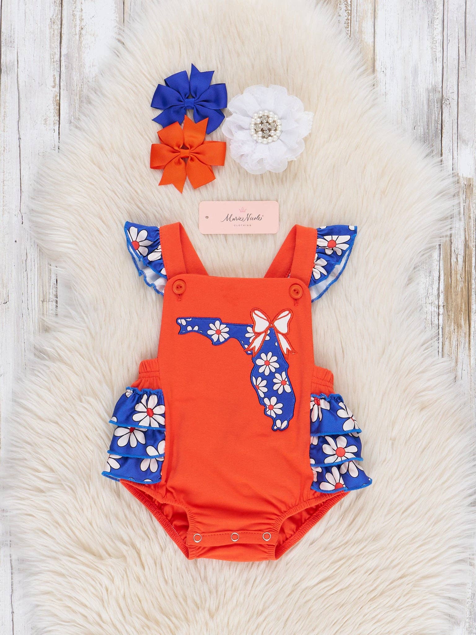 Marie Nicole Clothing - Wholesale Bodysuit (Non-Footed) - Baby - Florida Embroidered Floral Ruffle Bubble0