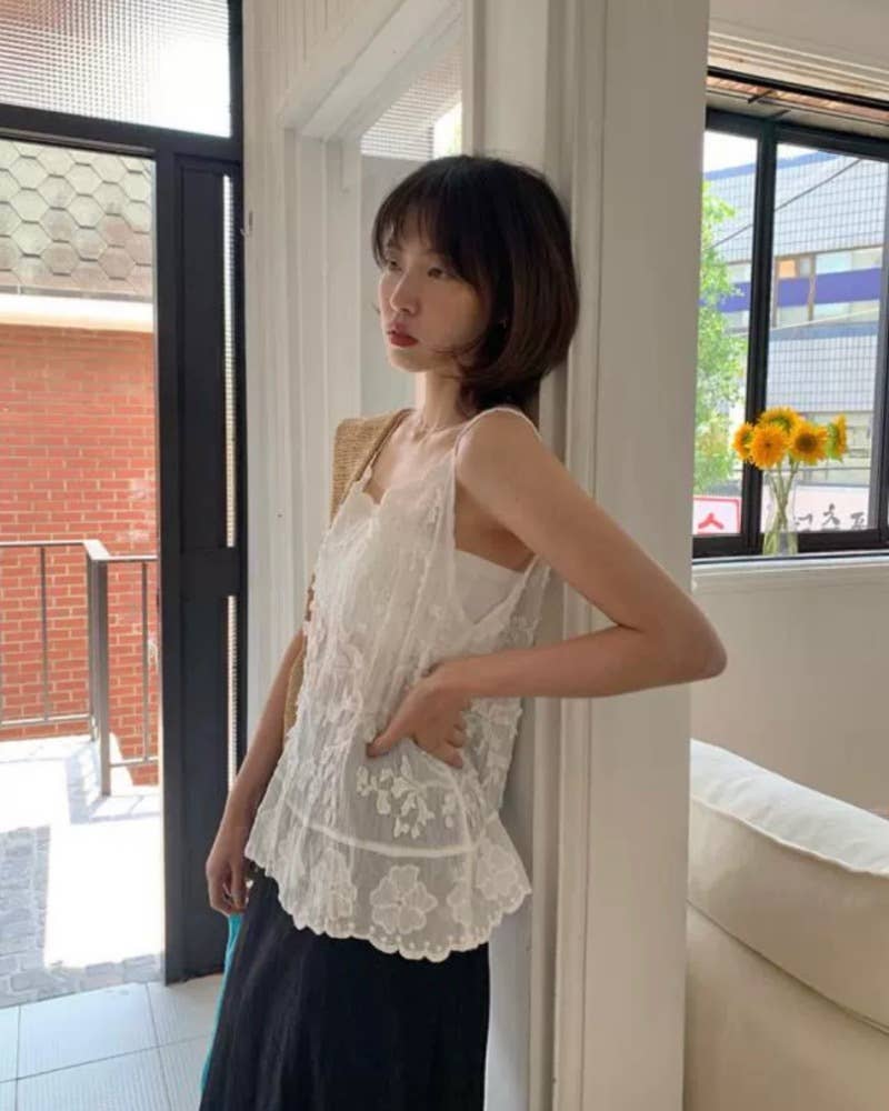 Hope & Sunshine - Wholesale Camisole - Dames - Kanten Geborduurde Jacquard Camisole7