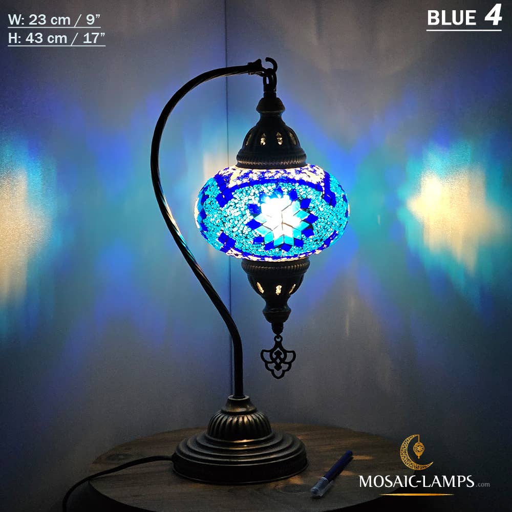 Mosaic Lamps - Wholesale Accent/Desk Lamp - 10+Colors - Gooseneck Large Globe Mosaic Table Lamp, Turkish6