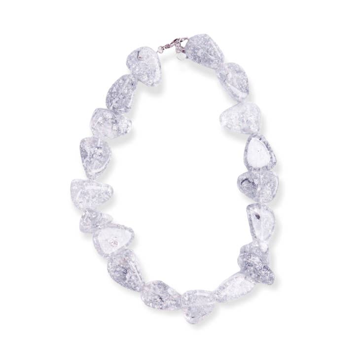 Collier en résine argentée avec perles N11 SI pour la vente par Atelier 1701