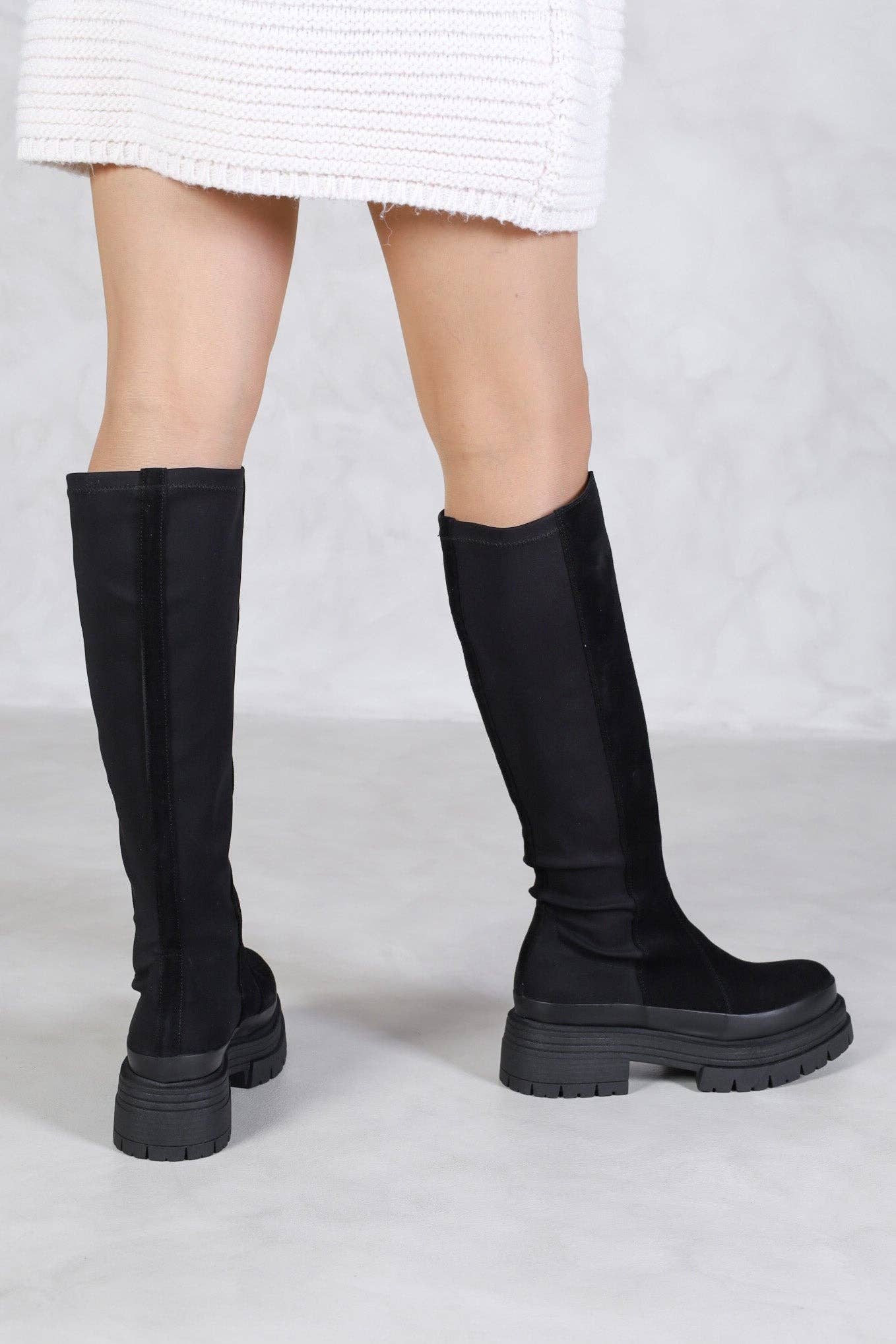 KMB Shoes - Wholesale Boots - Women's - MARGARET BLACK - Knee High Chunky Boots3