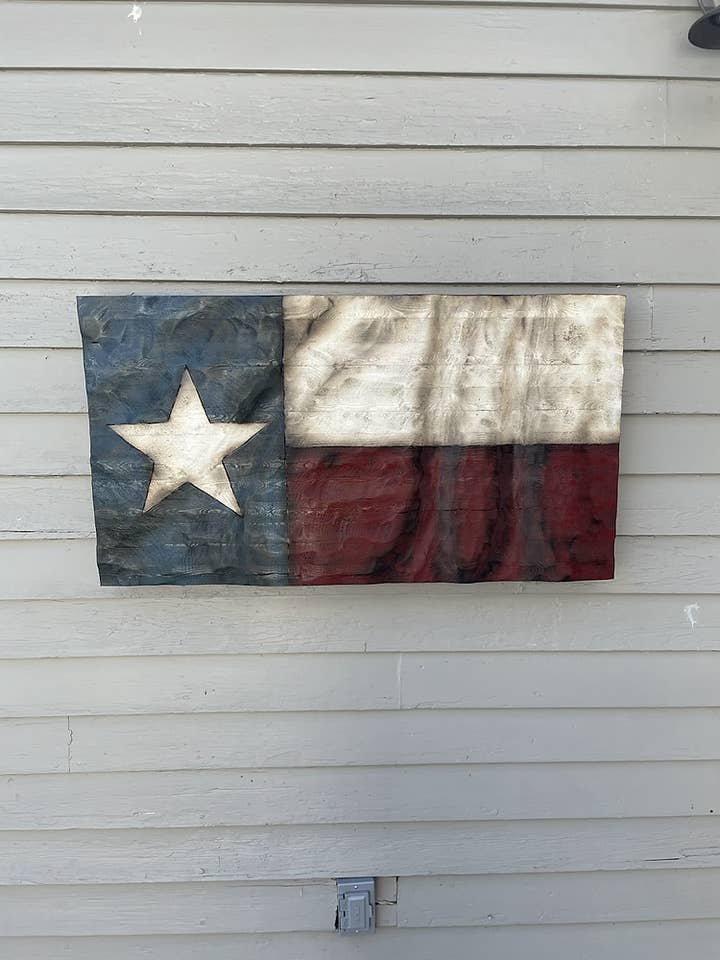 Wood Wavy Texas Flag for wholesale by Schmedic Woodworking