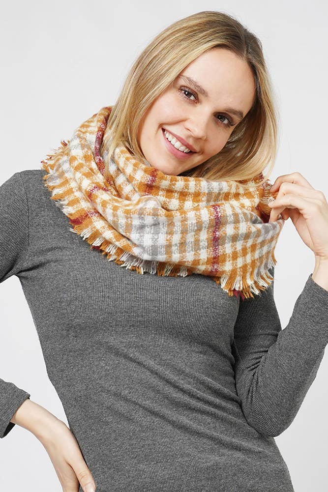Hana - Wholesale Scarf - Women's - Plaid Pattern Infinity Scarf4