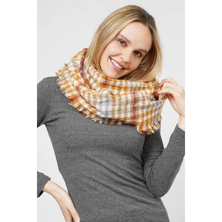Hana - Wholesale Scarf - Women's - Plaid Pattern Infinity Scarf4