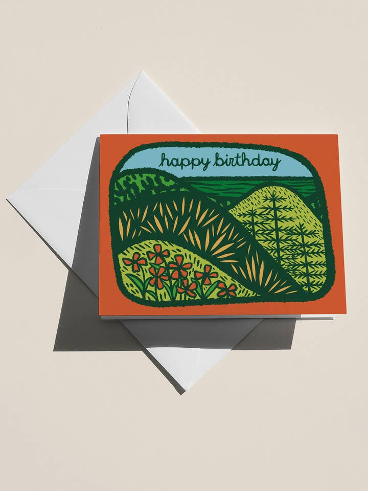 Happy Birthday Mountain Card, A2 for wholesale by Christine Witmore