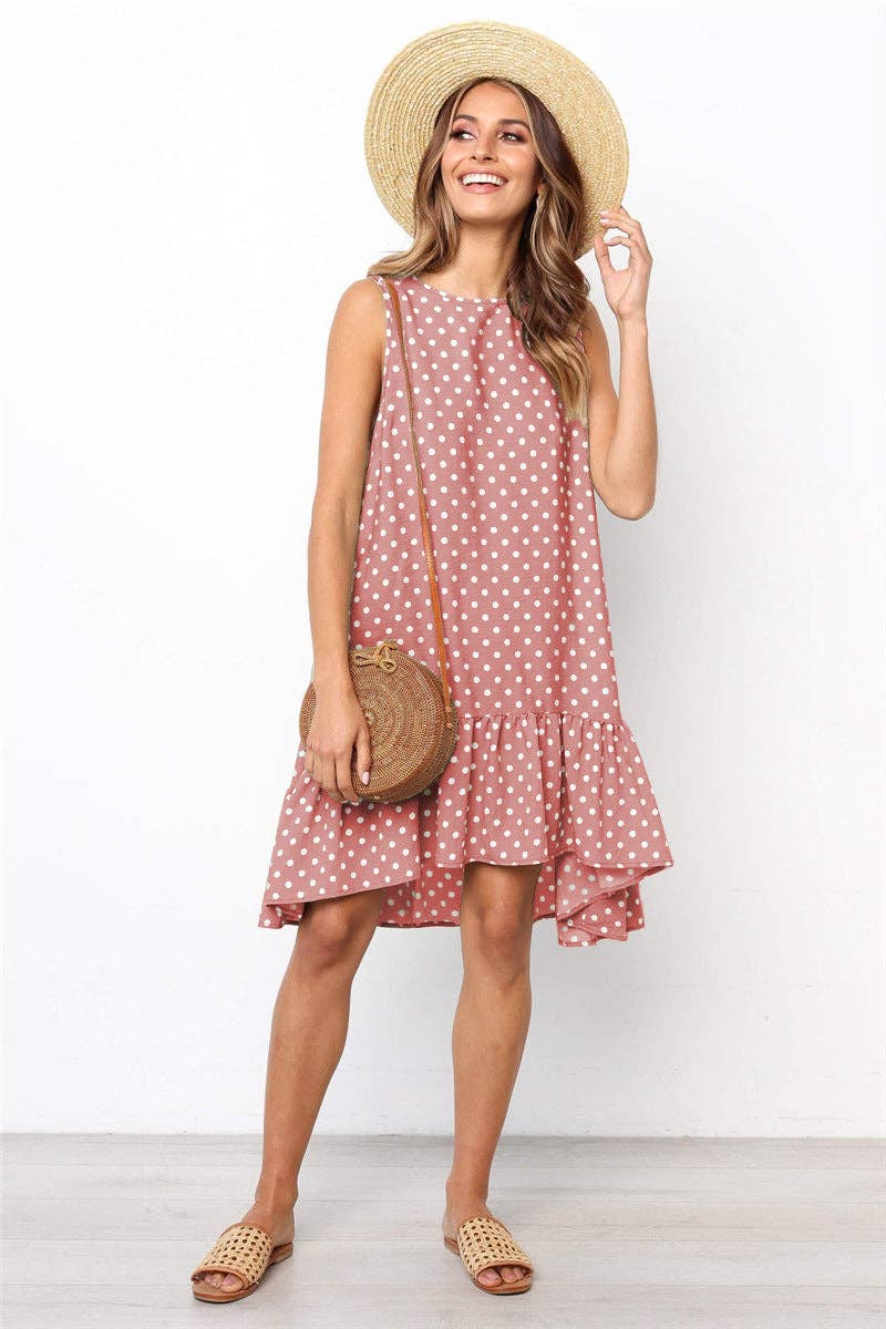 Sharon Tatem Fashion LLC - Wholesale Dress - Women's - Dress Sexy Boho Beach Sundress Women Floral Printed Polka Dot6