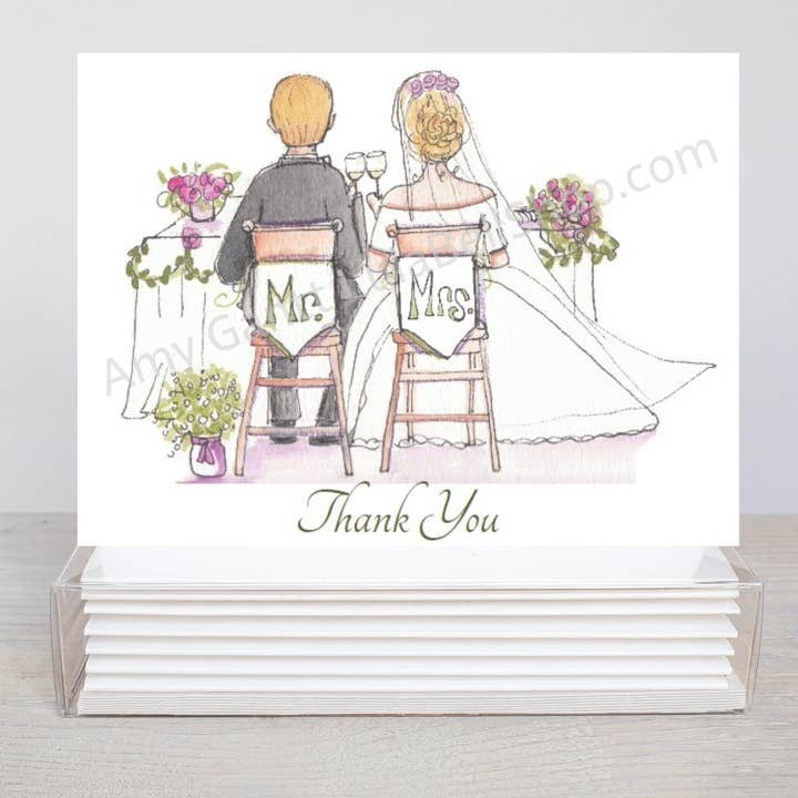 Wedding Thank You - Mr. and Mrs. Thank You Boxed Note Cards for wholesale by Lula Bell Cards and Gifts