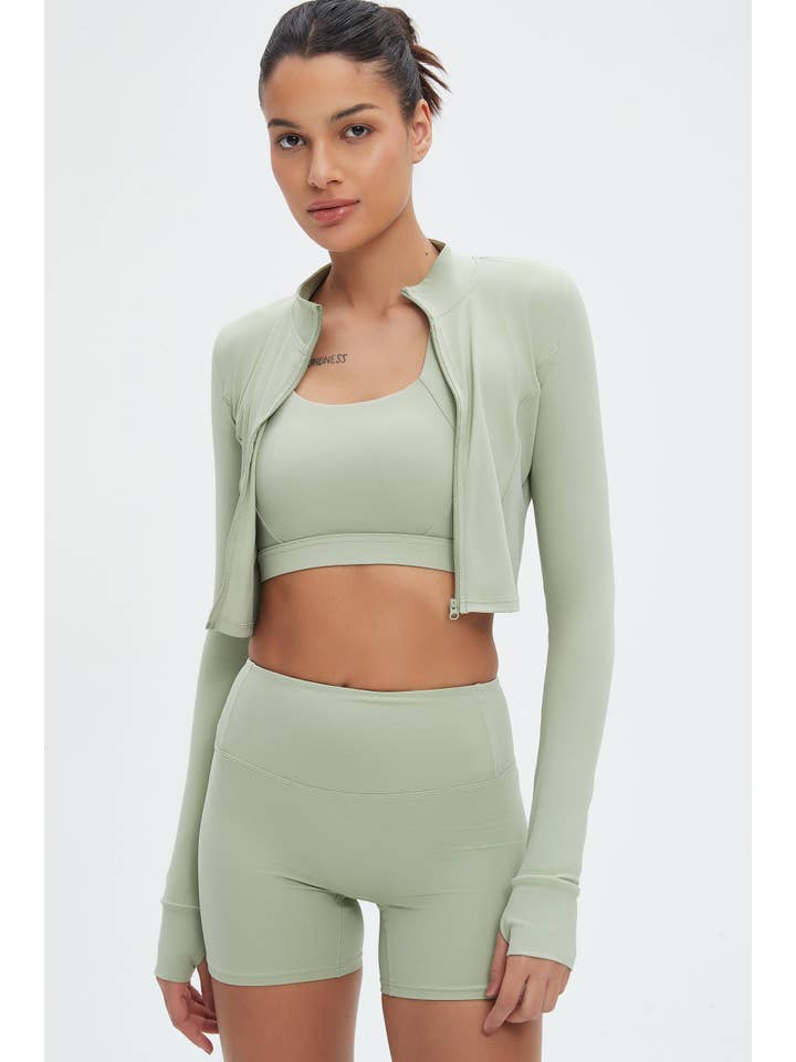 Mantra Active - Wholesale Activewear Set - Women's - Rosalind 3-Piece Crop Jacket Workout Activewear Set