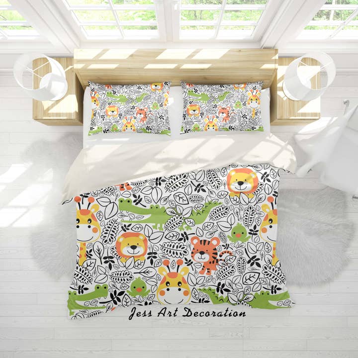 Jess Art Decoration - Wholesale Bedding set - 3D Cartoon Forest Animals Quilt Cover Set Bedding Set Pillowcases 91