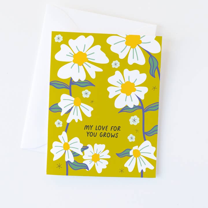 Graphic Anthology Greeting Cards - Wholesale Love Card - My Love For You Grows Card | Illustrated floral greeting