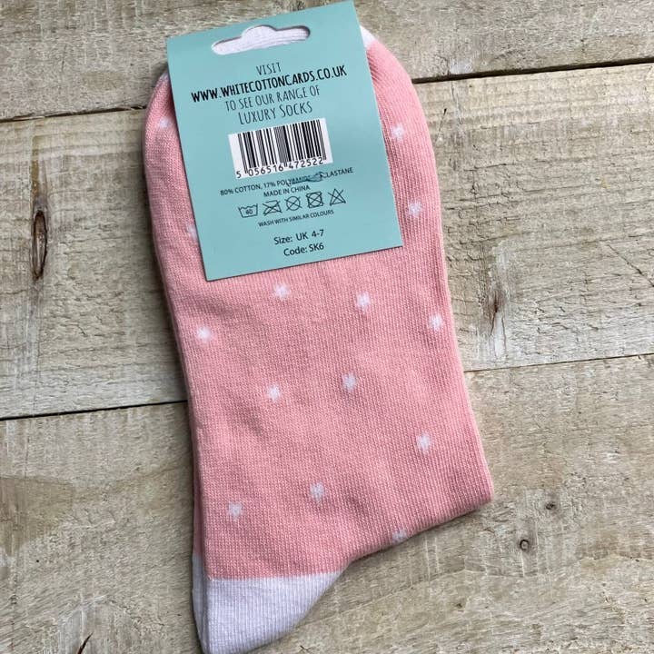 White Cotton Cards – wholesale Socks – Women's – 6 X Socks Uk 4-7 - Team Bride (SK38)