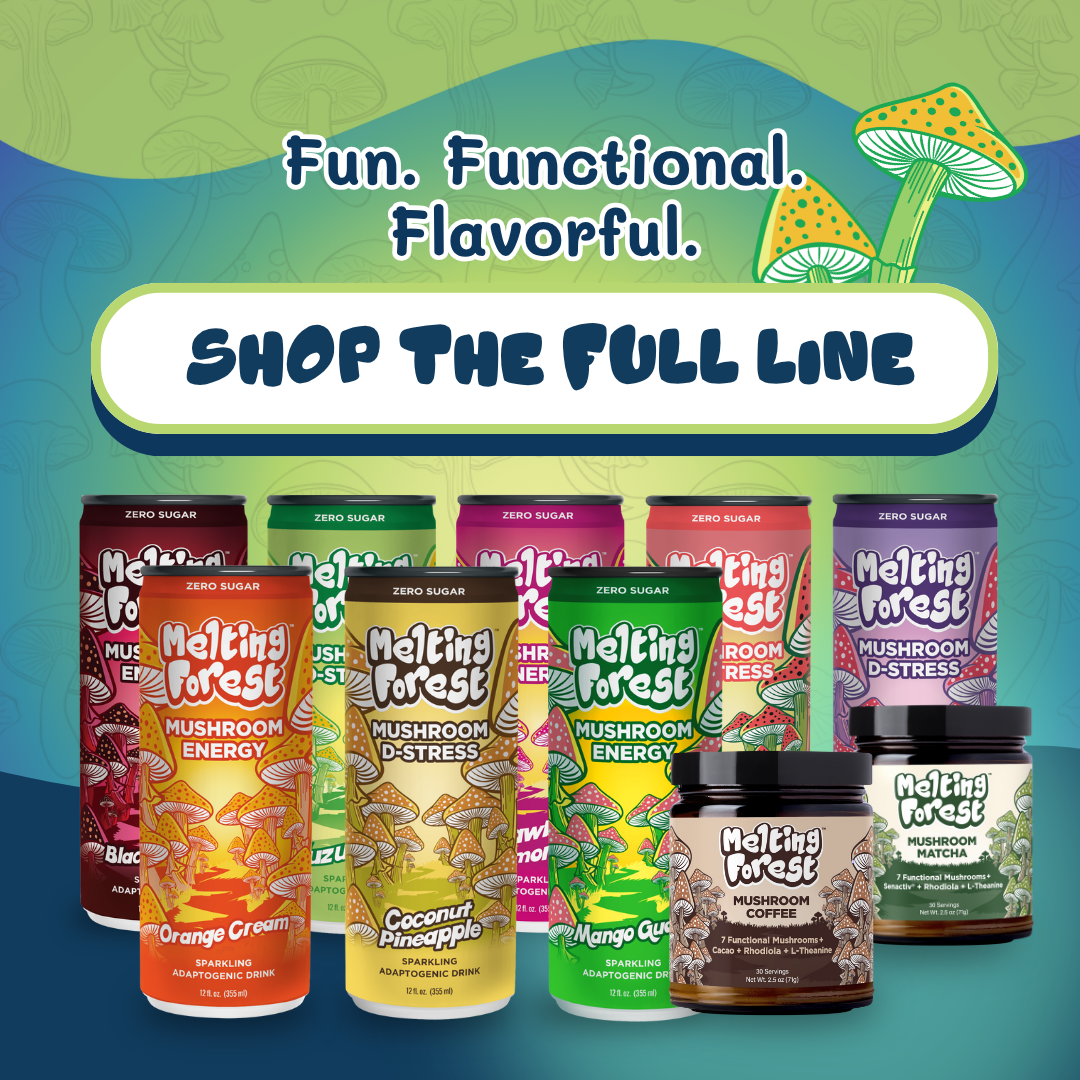 Melting Forest - Vente Eau gazeuse - Boisson aux champignons | Anti-stress | Pack varié10