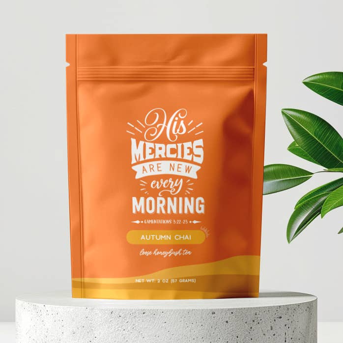 Little Prayer Tea Company - Wholesale Losse thee - Bijbeltekst Honeybush Chai theezakje Lamentations 3:22-23