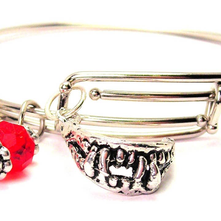 Red Vampire Teeth Bangle Bracelet Set Halloween Horror Scary for wholesale on Faire