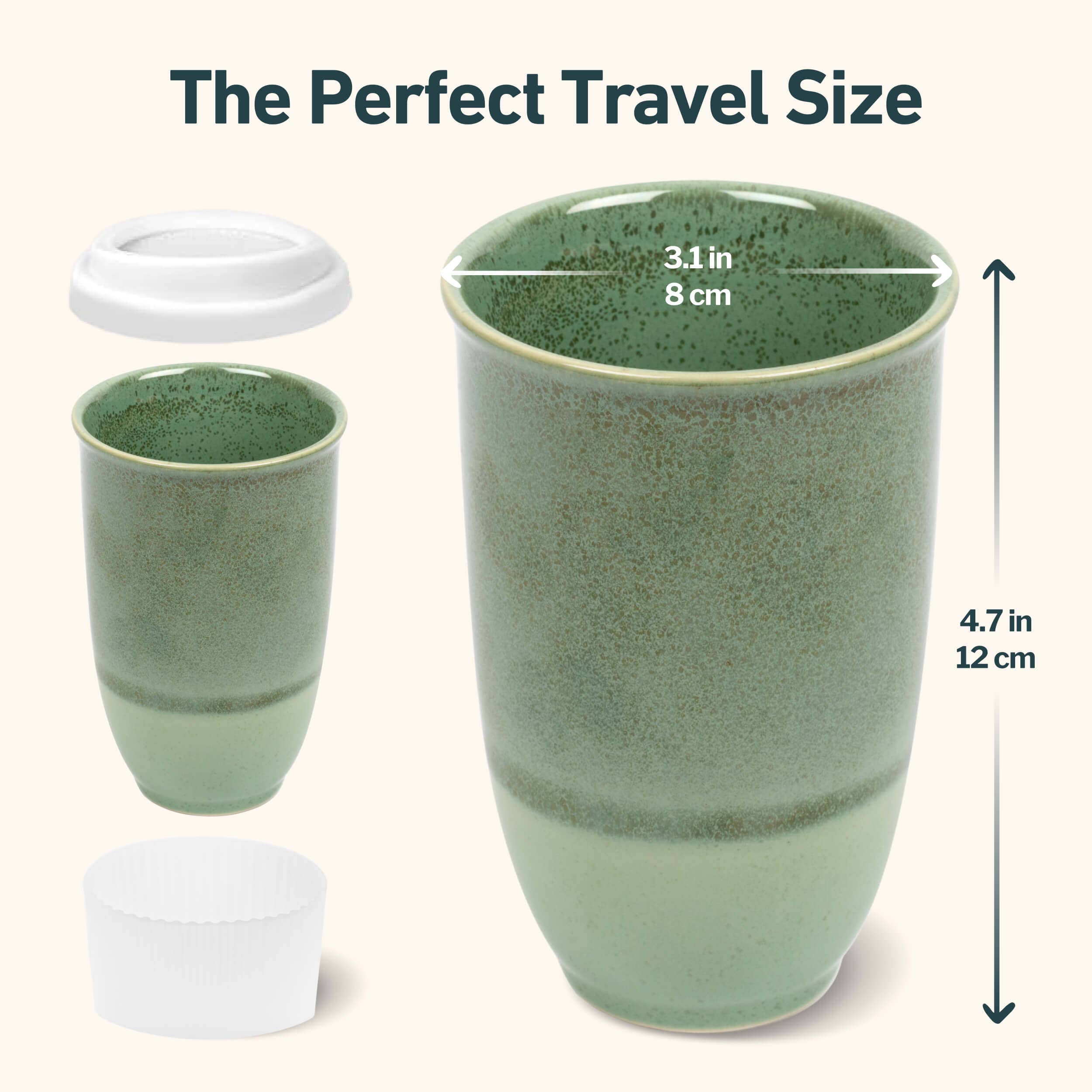 Nova Ceramics Travel Mugs - Wholesale Coffee/Tea Cup - Emerald 12oz Ceramic Travel Mug – Reusable & Stylish3