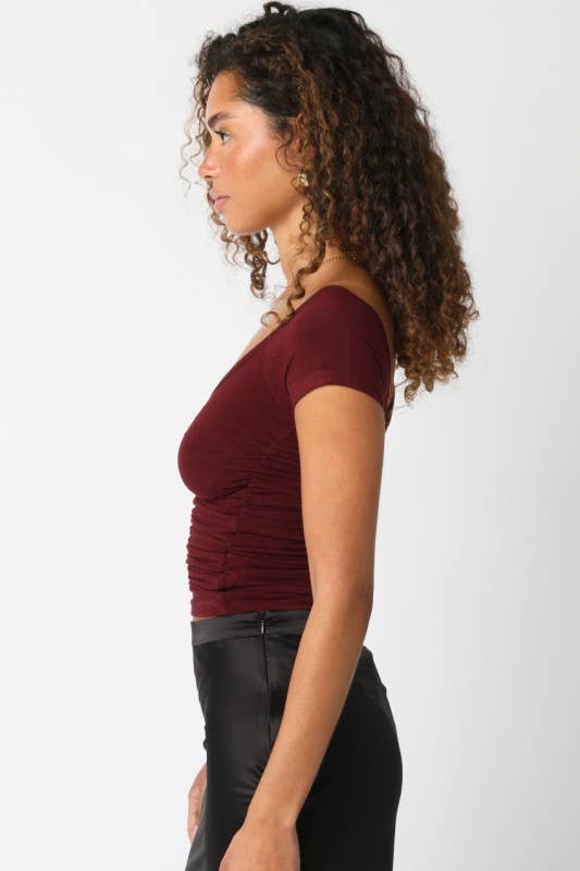 Olivaceous - Venta al por mayor Jersey corto de punto - Mujer - Kimora Top Abierto11