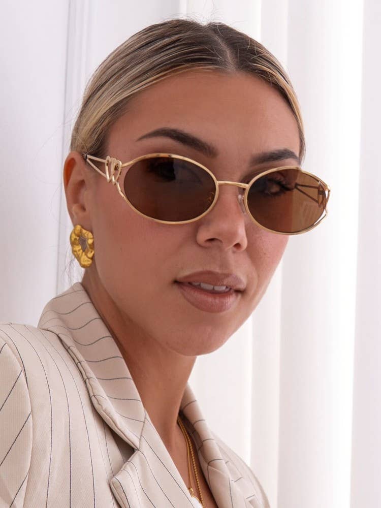 AnnaKey - Wholesale Sunglasses - Women's - ANNAKEY HEARTS METTALIC GOLD BROWN SUNGLASSES1