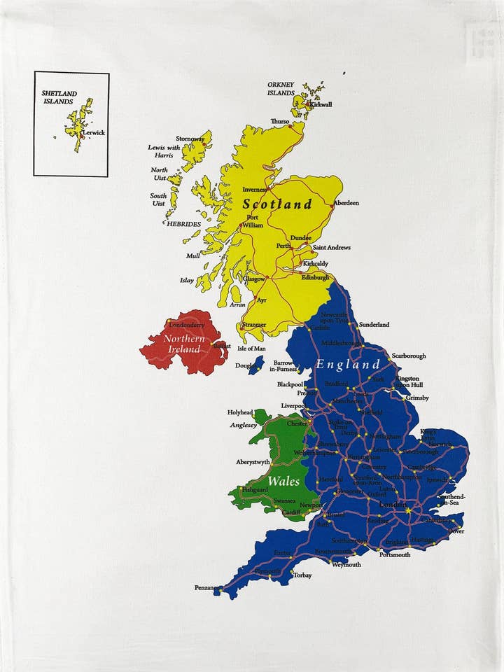 Colourful Map of the British Isles and Northern Ireland - la for wholesale by Half a Donkey
