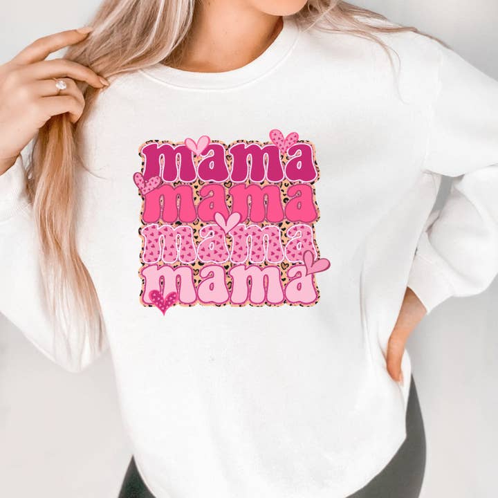 Mama Retro Graphic Women's Crewneck for wholesale by Cutesey Tee's