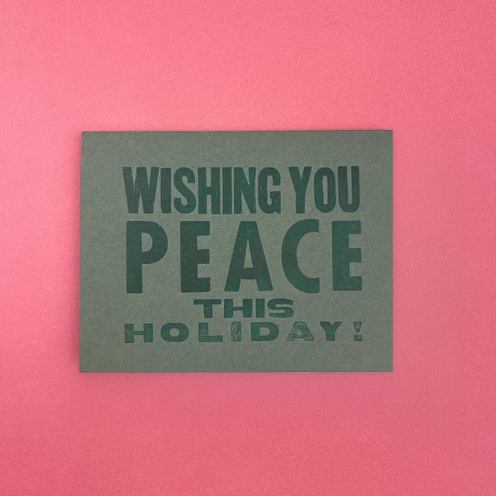 Typeset Peace Holiday Card for wholesale by Wild Arugula Press